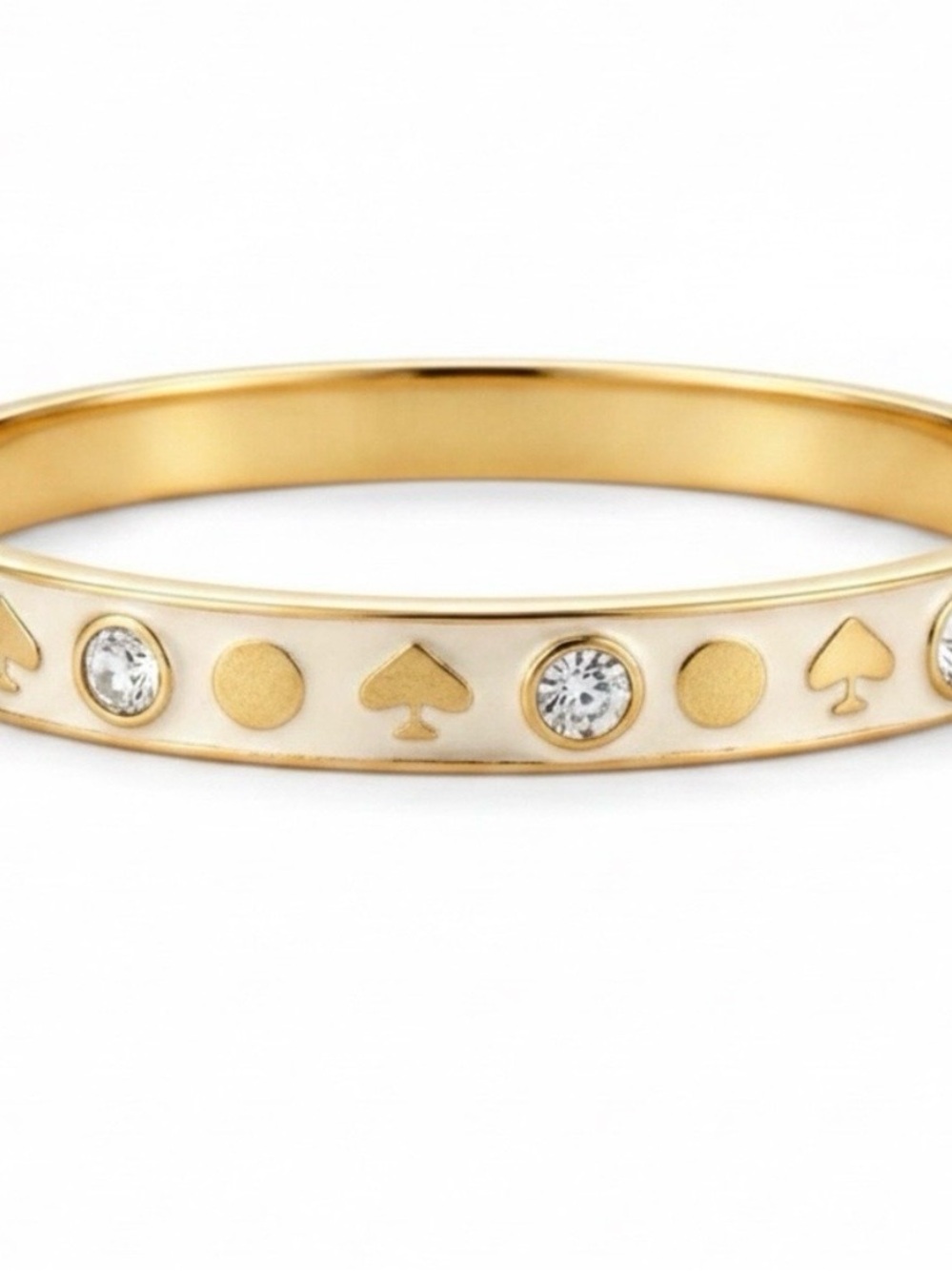 kate spade “Spot The Spade” Gold and Cream Enamel Crystal Bangle